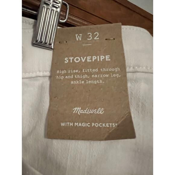 NWT Madewell Women's Straight Leg Stovepipe Denim Jeans Pure White Size 32 - Picture 7 of 12